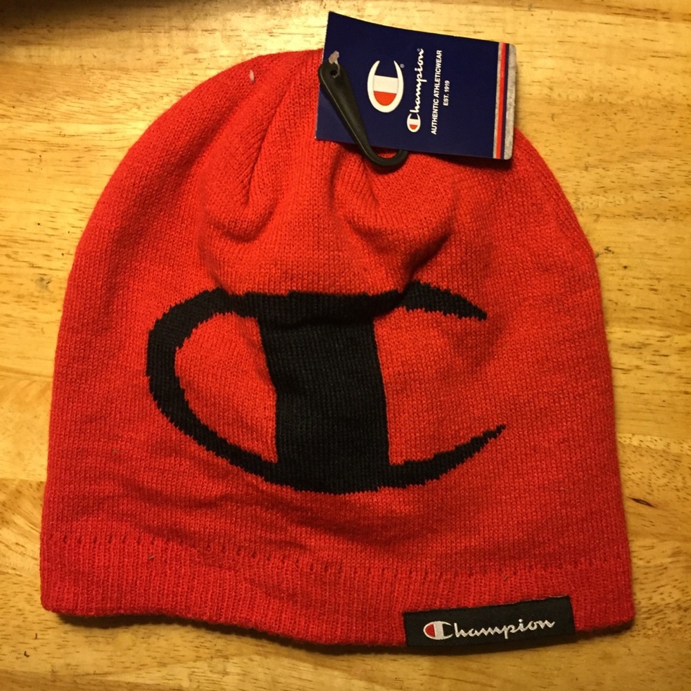 Champion Beanie Hat Red Black